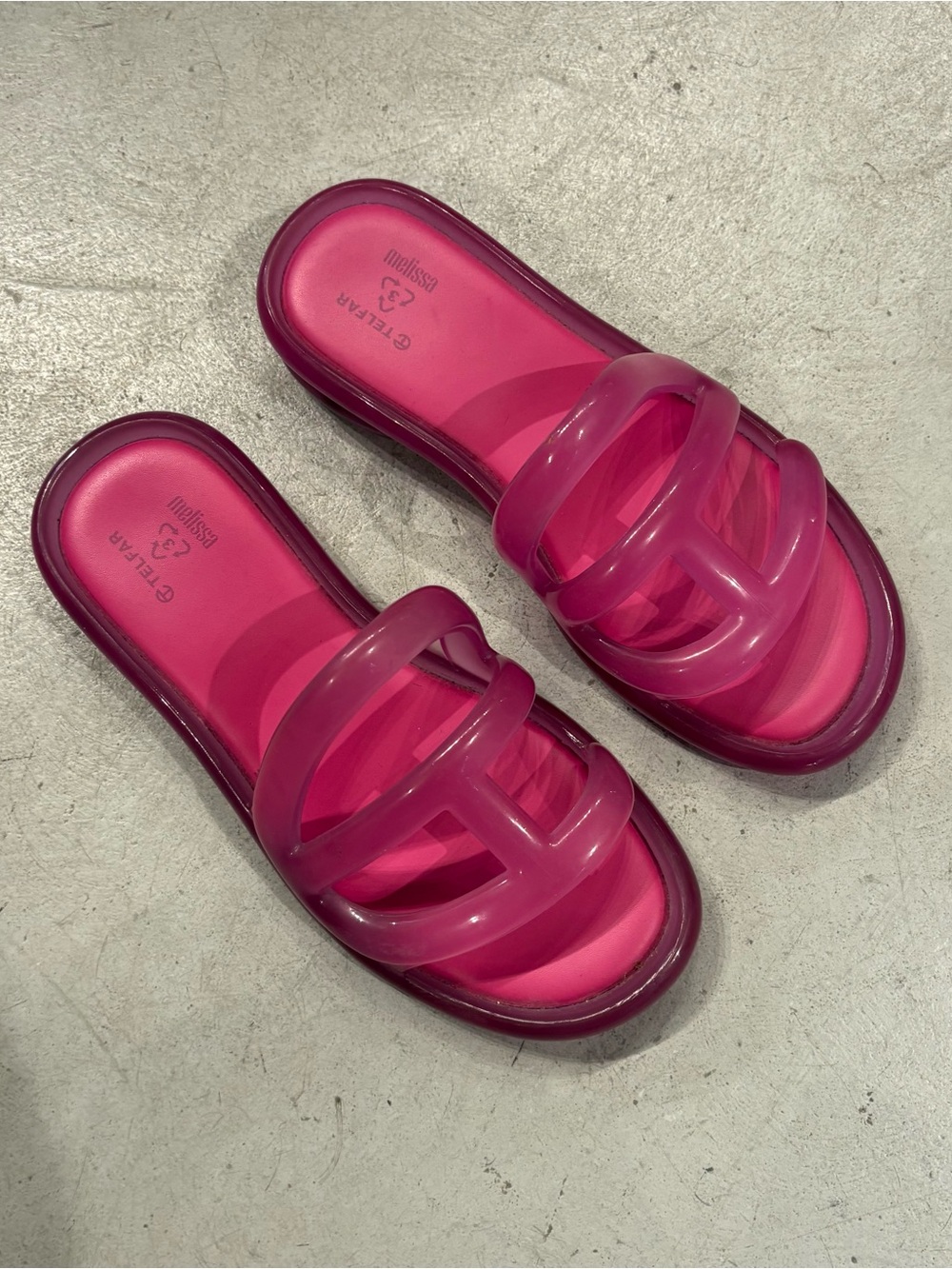 Telfar x Melissa pink logo jelly sandals